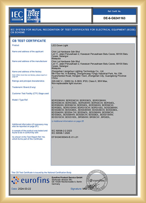 Downlight CB Certification